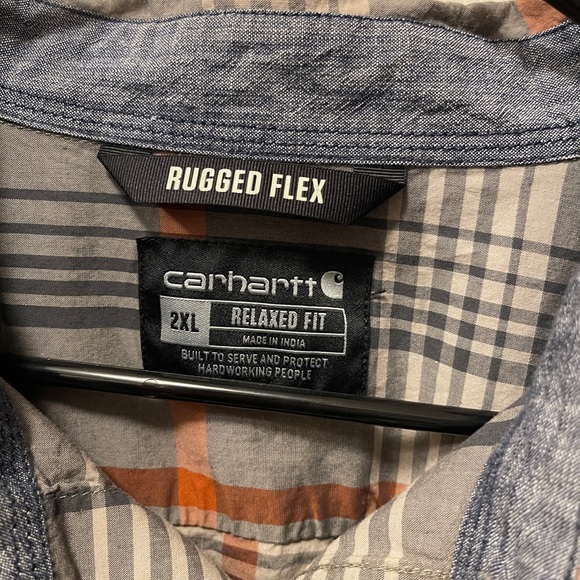 Carhartt Rugged Flex Men’s 2XL Plaid Button Down Work Shirt Relaxed Fit - Picture 3 of 6